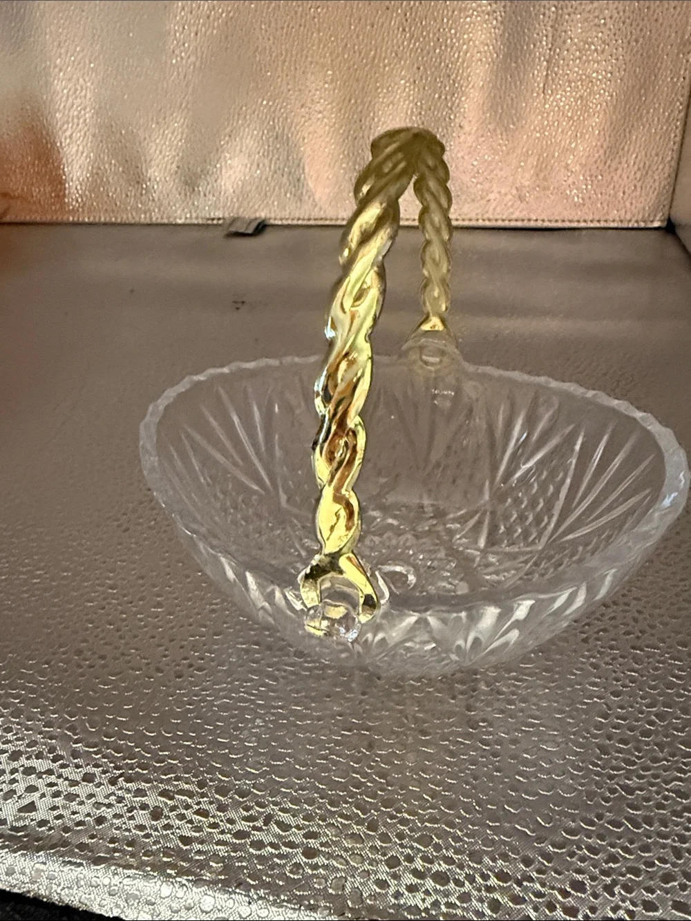 Vintage Mikasa Crystal Mini Basket Candy Dish
